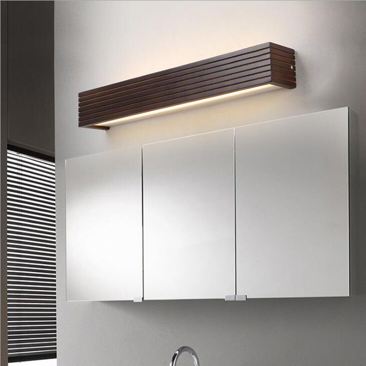 Shade Lineal Wood Pared Spliques Modern 1 Light Mirror Lighting Accesors en marrón