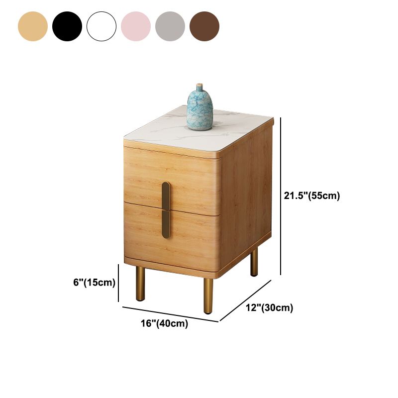 21.6" Tall Solid Wood Nightstand Modern Slate Table Top Night Stand