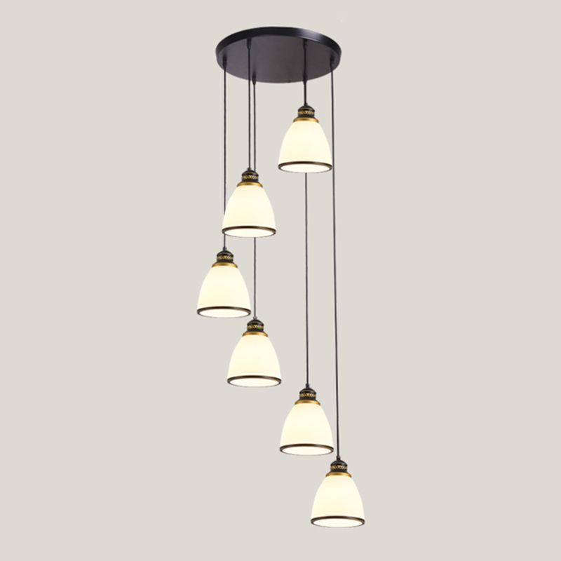 Geometrical Shade Staircase Suspension Light Glass Contemporary Multi Light Pendant