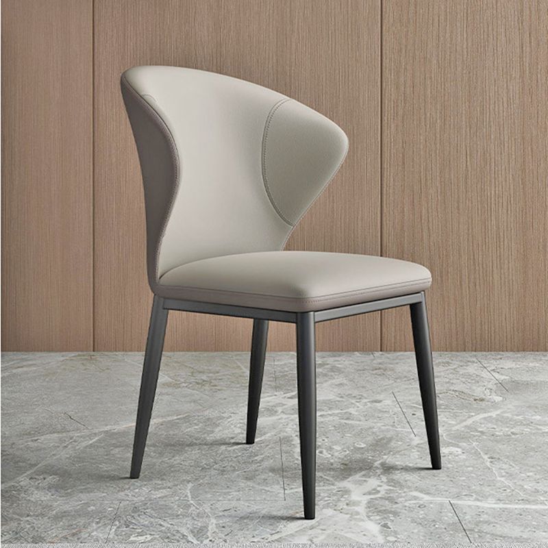 Minimalist Wingback Armless Dining Chair Faux Leather Side Chair