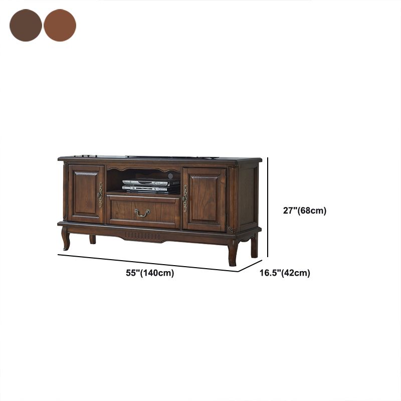 Solid Wood Home TV Stand Traditional TV Cabinet with Splayed Wooden Legs