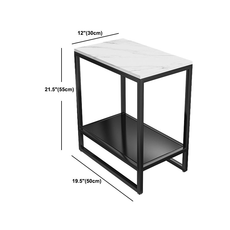 21 Inch H Modern Nightstand Glass Top Open Storage Shelf Included Night Table