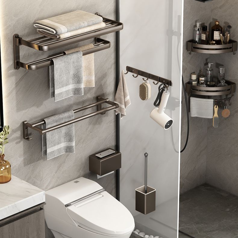 Contemporary Bathroom Accessory Set 3-Piece Bath Shelf with Hooks