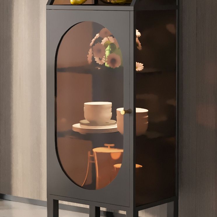 Modern Curio Cabinet Metal Glass Doors Buffet Cabinet for Living Room