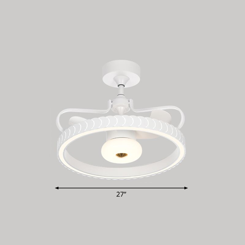 26.5 "W afstandsbediening kroonvormige LED -ventilator licht postmoderne acryl woonkamer semi -flush licht met 3 bladen