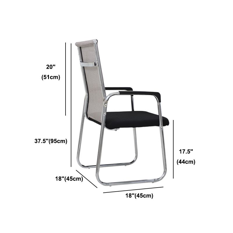 Contemporary Fixed Arms Desk Chair Ergonomic Mid-Back Desk Chair