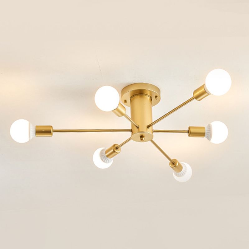 Modern Flush Mount Ceiling Light Golden Metal Lighting for Home