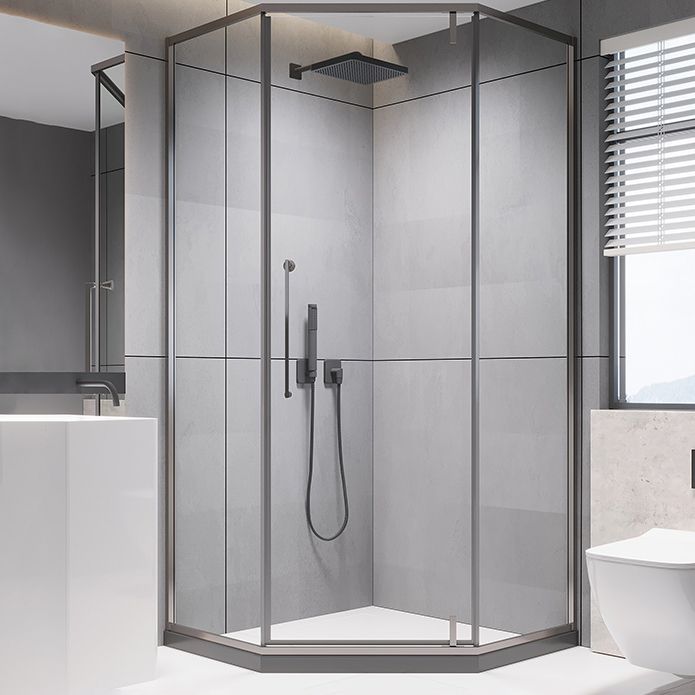 Contemporary Shower Stall Clear Neo-Angle Semi-Frameless Shower Stall