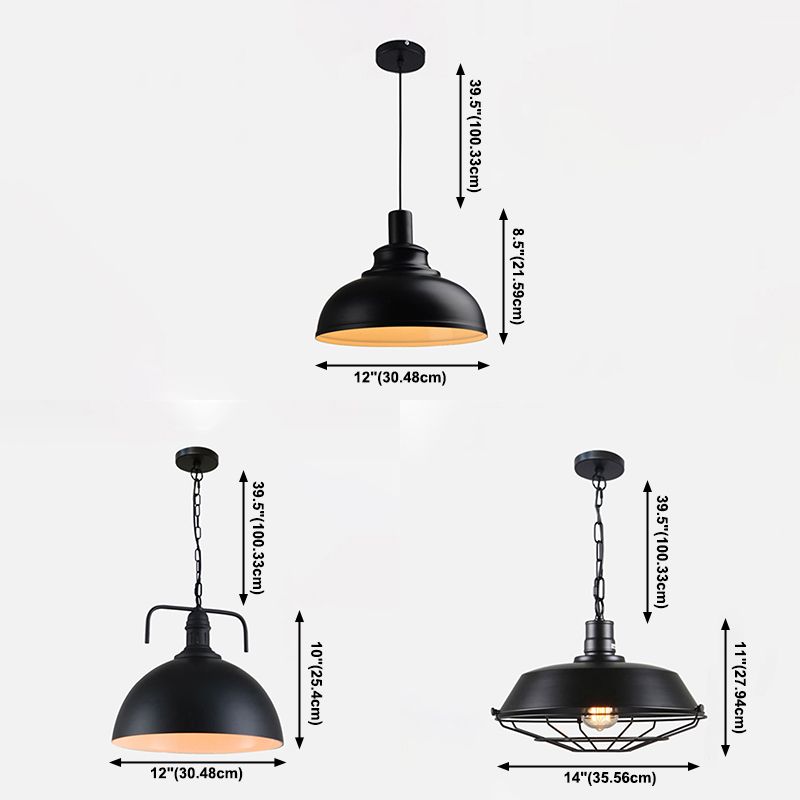 Black/Dark Brown Industrial Hanging Lamps with Dome Shade for Kitchen Restaurant