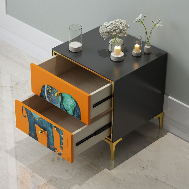 Light Luxury Kids Bedside Table Modern Youth Nightstand with 2 Drawers