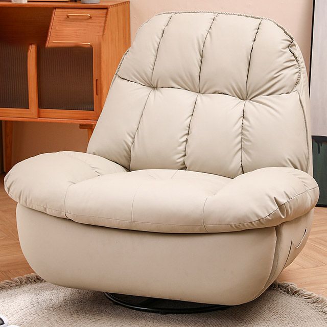 Metal Frame Swivel Rocker Standard Recliner Solid Color Faux Leather Recliner Chair