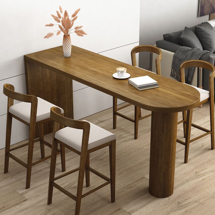 Pine Wood Bar Dining Table Modern Bar Table with Double Pedestal for Dining Room