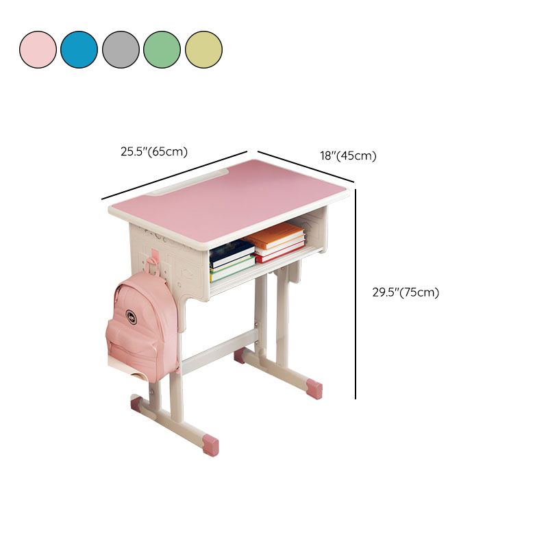 Contemporary Student Desk with Wooden Top and Shelf Desk and Chair Set