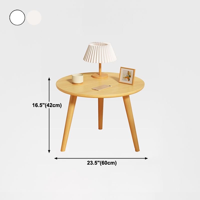 Round Modern Nightstand Imitation Wood Open Storage Night Table with Legs