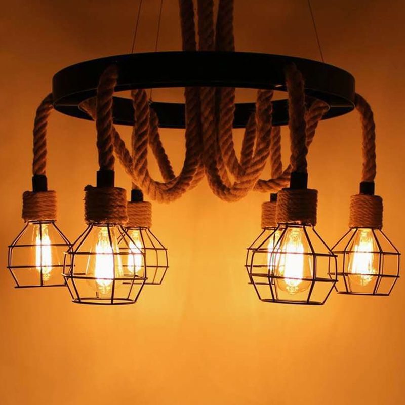 Cage Multi Drop Light Access Lights Industrial Metal Colgante Pendse para restaurante para restaurante