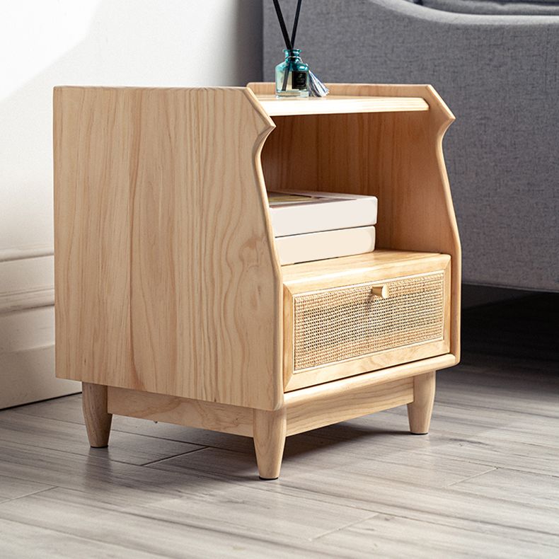 1 Drawer Night Table Modern Solid Wood Nightstand ,20.5" Tall