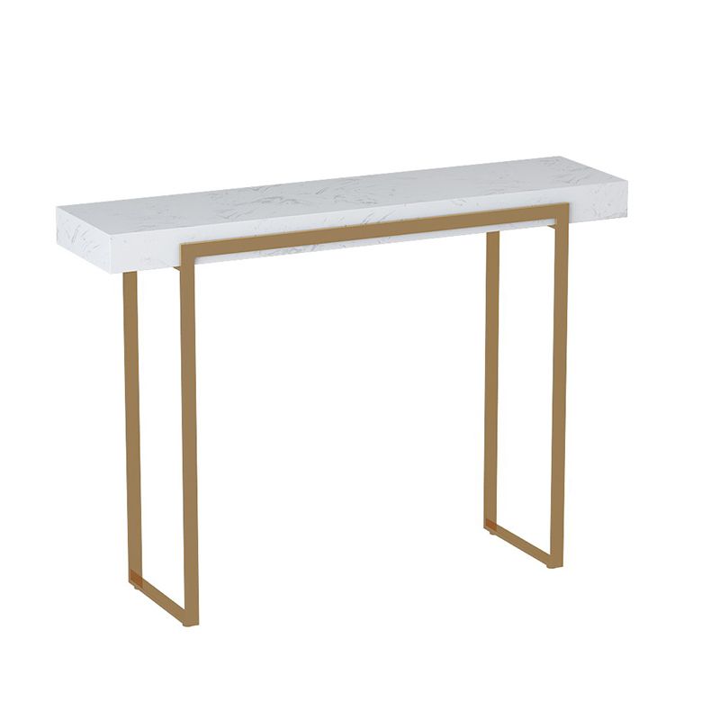 Glam Frame Marble and Stainless Steel Rectangle Scratch Resistant Console