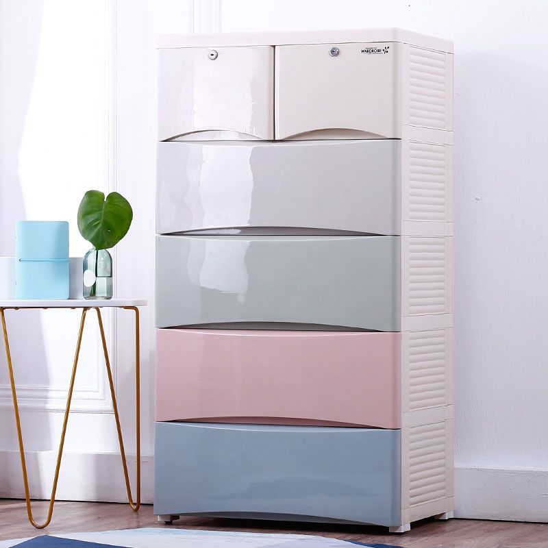 Modern Kids Nightstand Plastic Dresser with Drawers for Kids Room