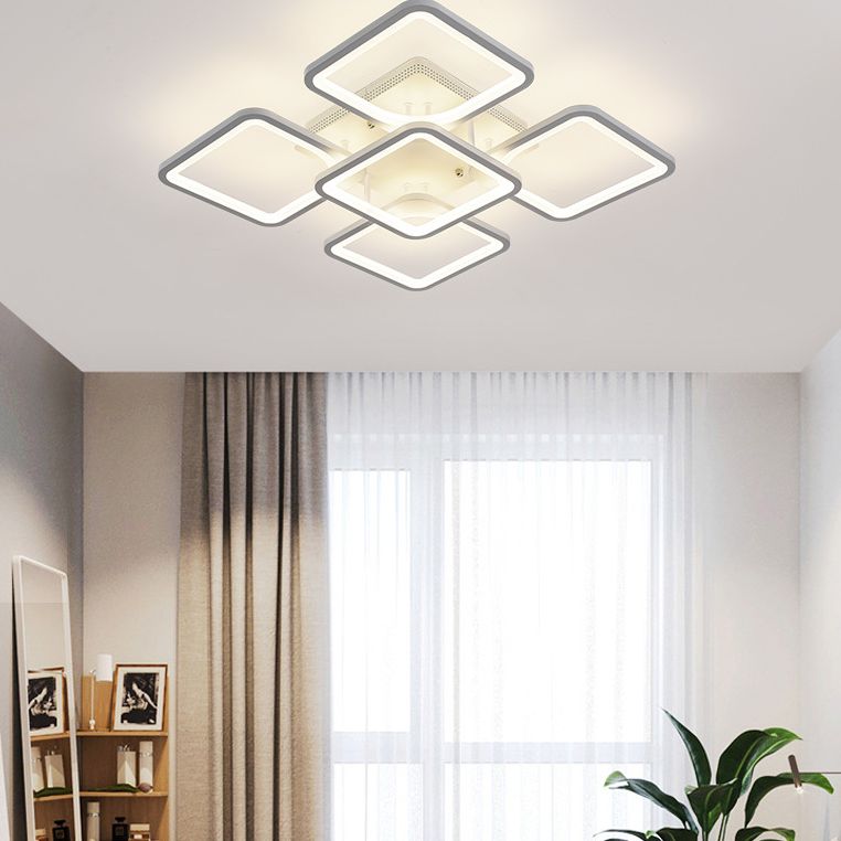 Acrylic Square Semi Flush Mount Ceiling Light Modern Style LED White Semi Flush Mount