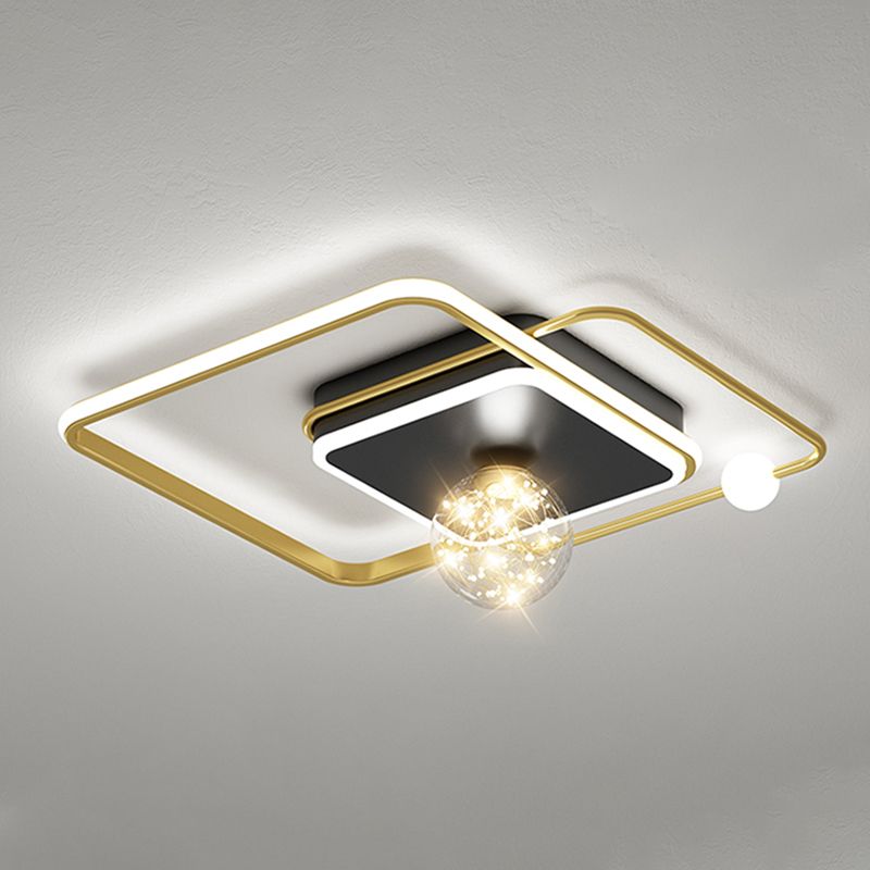 Gold LED Flush Ceiling Light Fixtures Modern Flush Mount Ceiling Fixture for Living Room