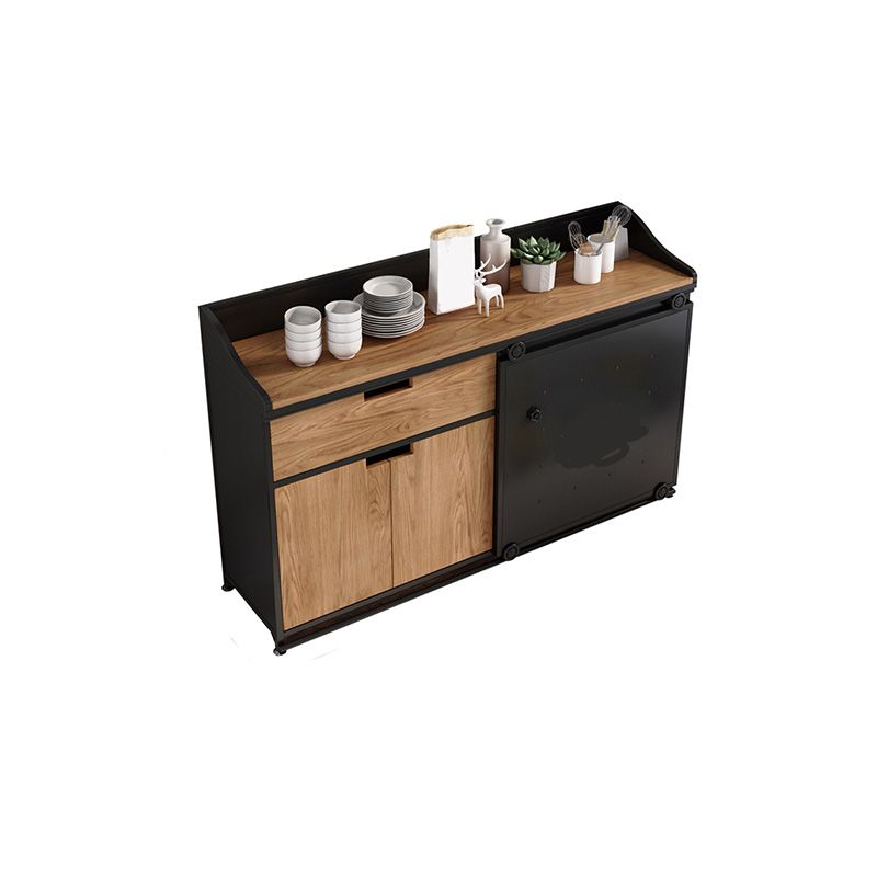 1 Drawer Sideboard Table 3 Door Engineered Wood Credenza with Sliding Door