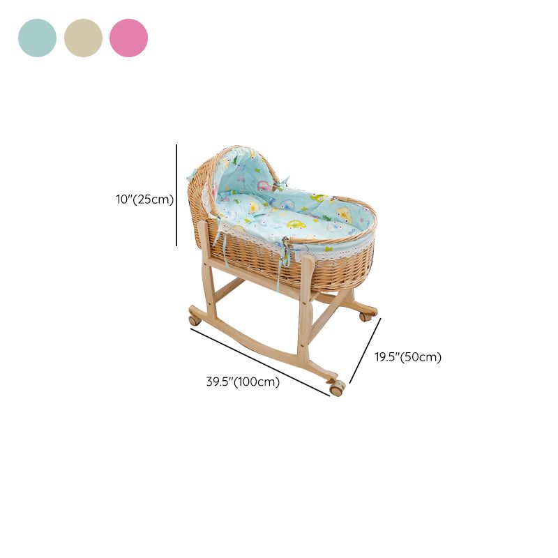 Traditional Wicker Oval Crib Cradle Natural Toddler Moses Basket