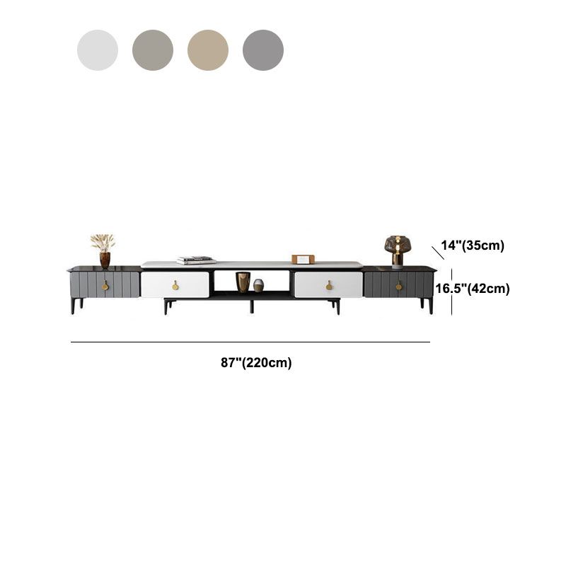 16.5" Contemporary TV Console Stone Top TV Stand for TVs with 3/4 Drawers