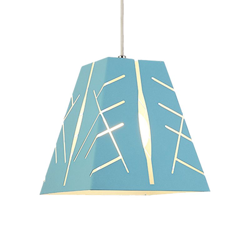 Pink/Yellow/Blue Tapered Hanging Lighting Modern 1 Light Metal Pendant Ceiling Light