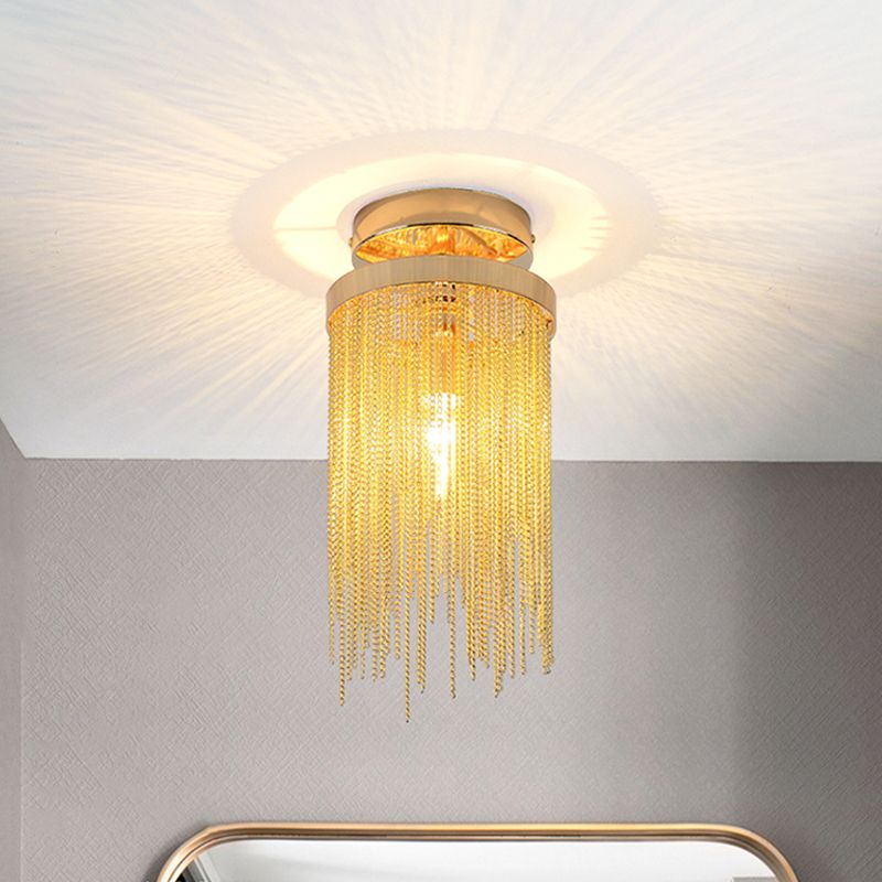 Lampada a monte semifulta oro/cromo/blu in metallo moderno 1 Fun a soffitto a soffitto da soggiorno leggero