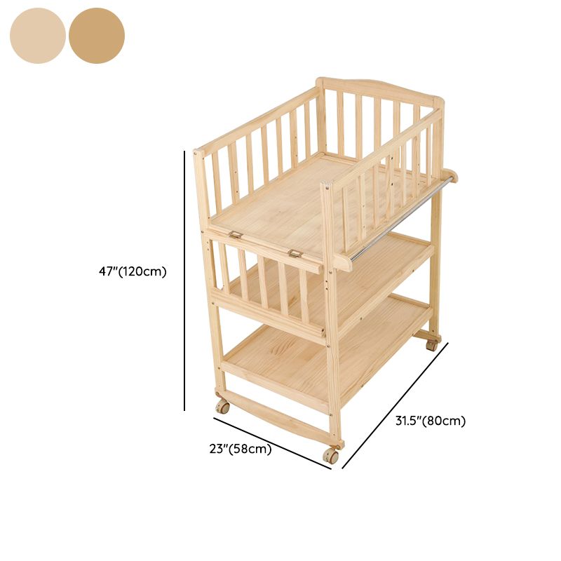 Modern Wooden Changing Table Safety Rails Changing Table with Shelf