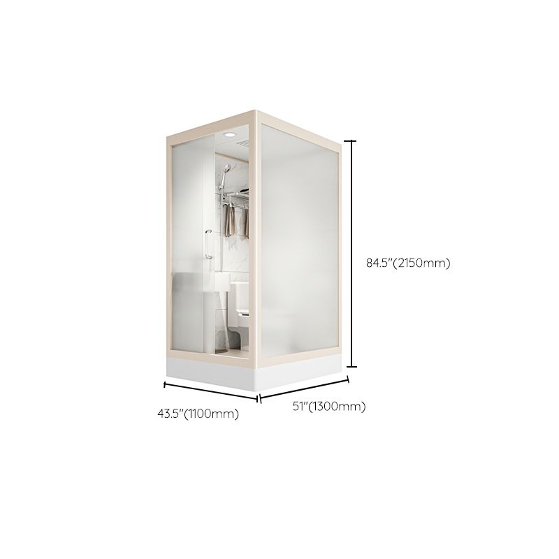 Modern Framed Tempered Glass Shower Kit with Base Included Framed Shower Stall in White