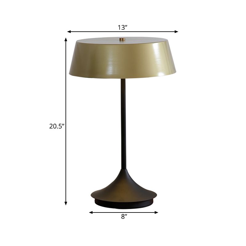 Light Brown Finish Bowl Night Table Light Post Modern 1 Head Metallic Nightstand Lamp