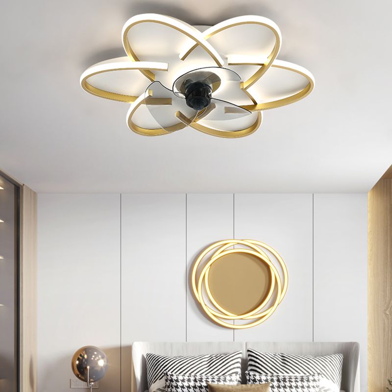 Geometric Shape Metal Ceiling Fans Modern Style Multi-Lights Ceiling Fan Lamp Fixture