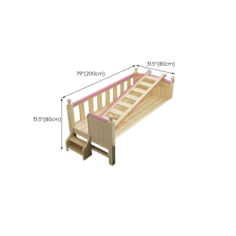 Solid Wood Kids Bed Beech Scandinavian Kids Bed with Guardrail in Natural