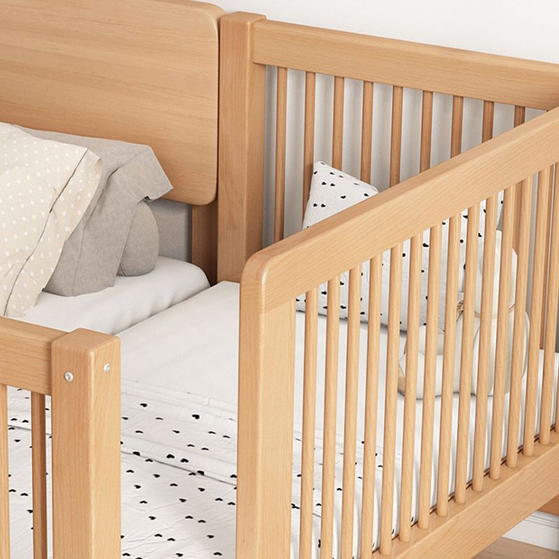 Solid Wood Nursery Bed 39.4" High Natural Convertible Baby Crib