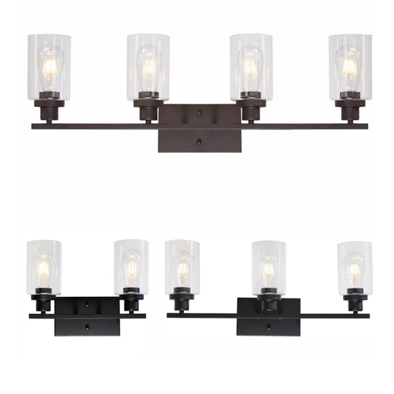 Industrial Simplicity Cylinder Vanity Sconce Lights Glass Wall Mount Light Fixture for Bathroom