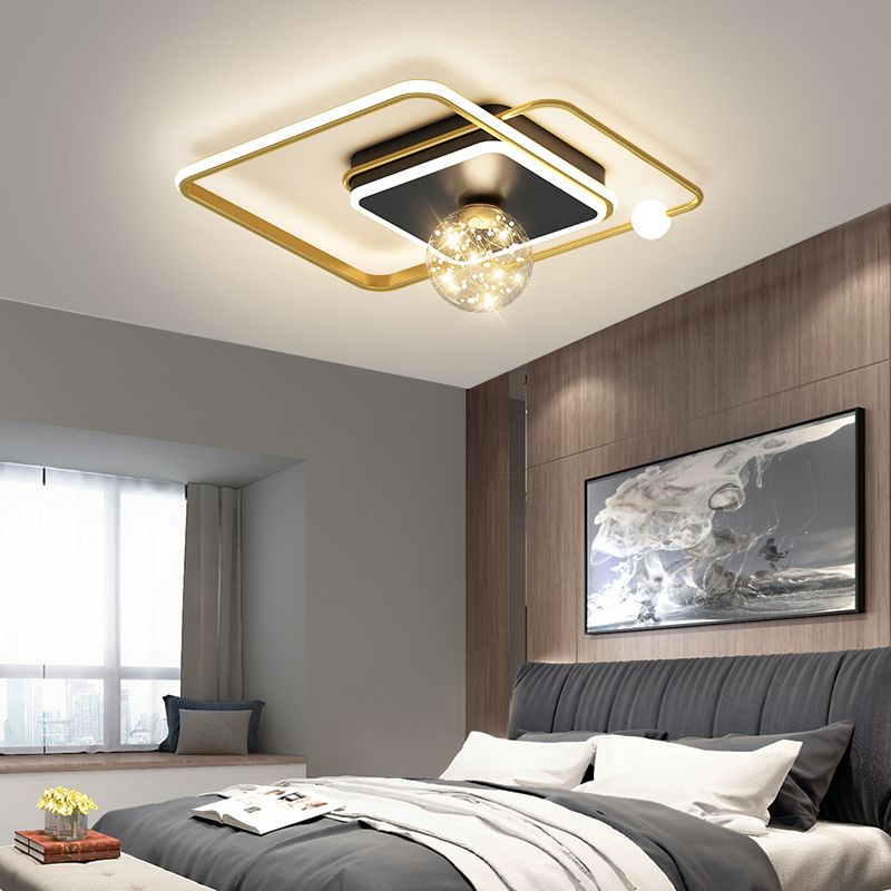 Gold LED Flush Ceiling Light Fixtures Modern Flush Mount Ceiling Fixture for Living Room