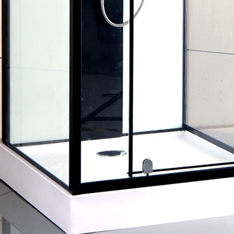 Modern Shower Stall Black Framed Shower Head Drainer Shower Stall