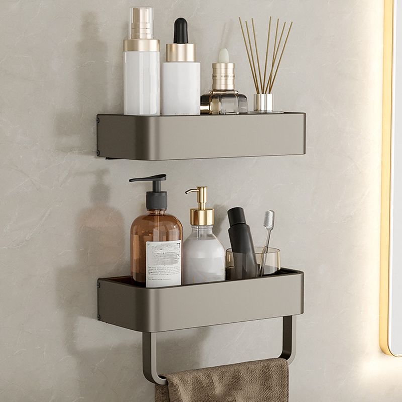 Contemporary Aluminum Bathroom Accessory Set Gray Bath Shelf