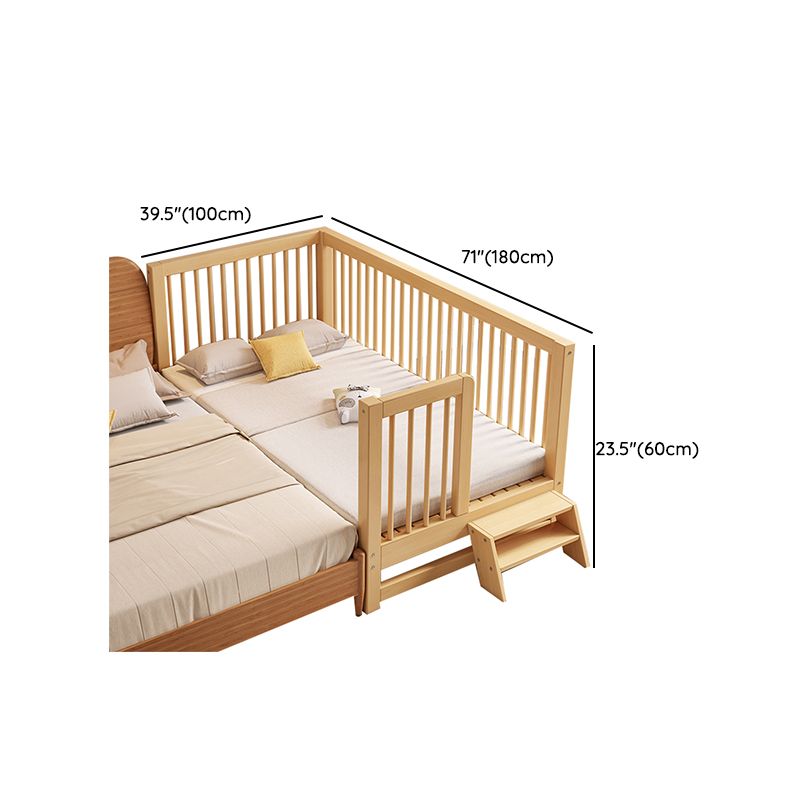 Contemporary Nursery Crib with Adjustable Height in Natural Wood