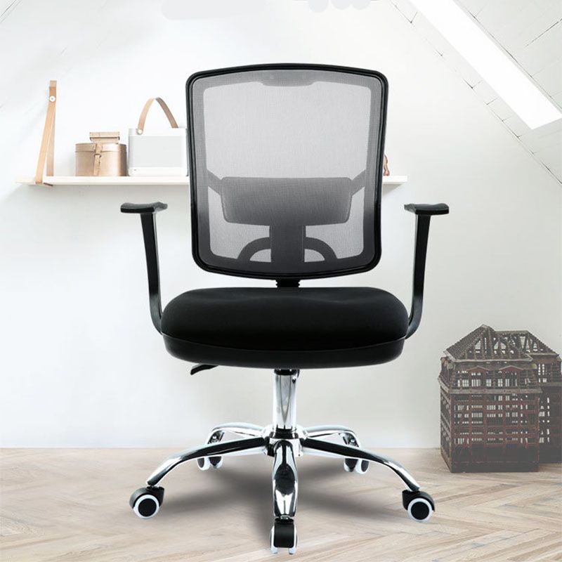 Contemporary Mesh Computer Chair Mid-Back Desk Chair with Wheels in Gray