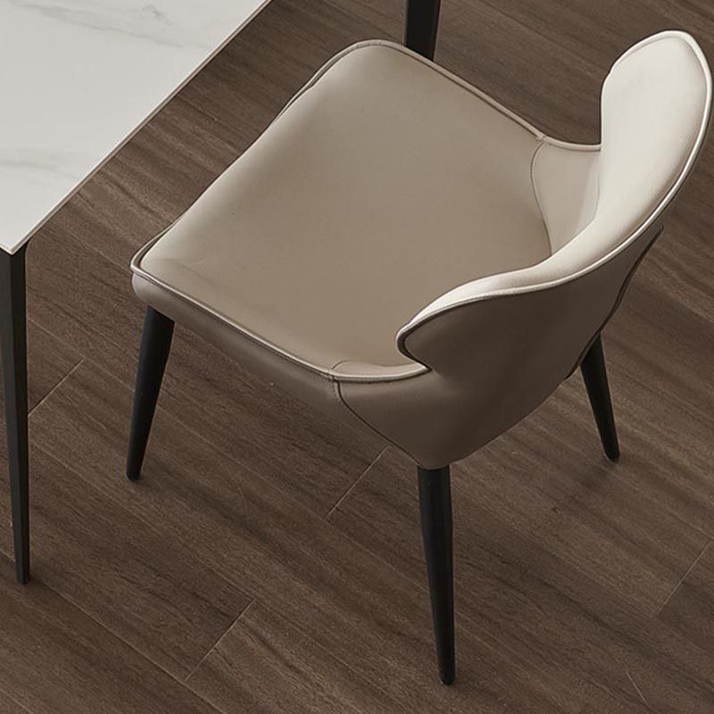 Leather Dining Side Chair Modern Upholstered Dining Chair with Black Legs