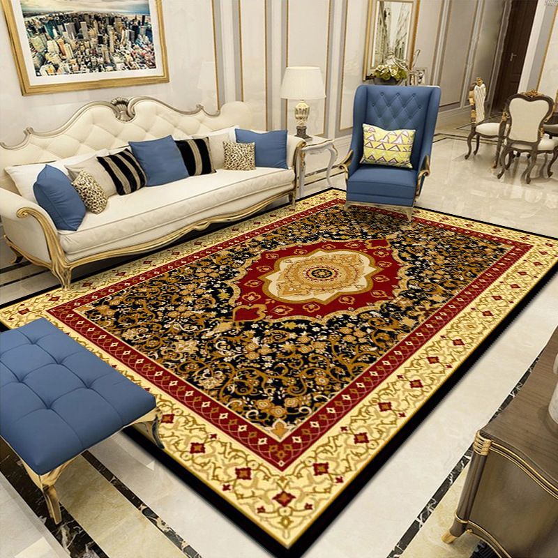 Glam Ethnic Area Rug Retro Floral Printed Carpet Stain Resistant Area Carpet for Home Decoration