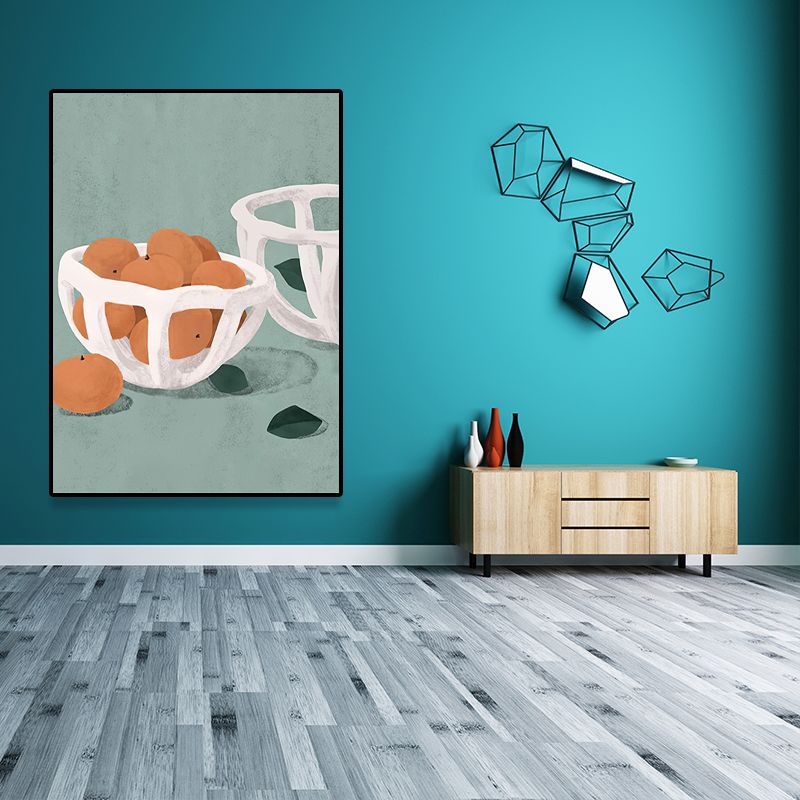 Scandinavian Still Life Wall Decor Canvas Textured Green Canvas Art for Living Room