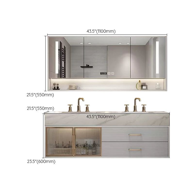 Modern Wall-Mounted Vanity Sink Bathroom Vanity Cabinet with Mirror Cabinet