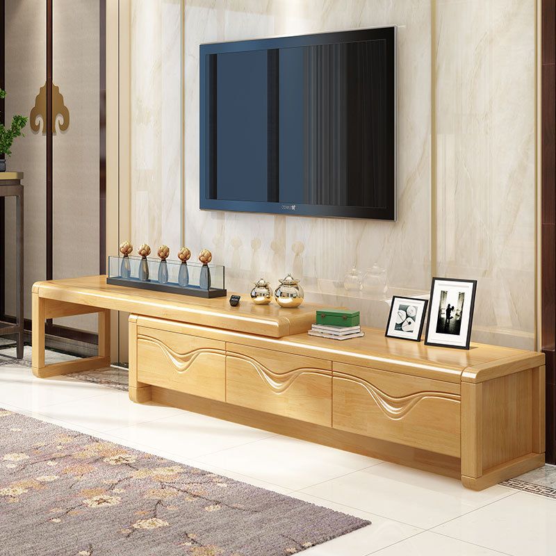 Contemporary Media Console TV Stand Solid Wood TV Stand with Drawers