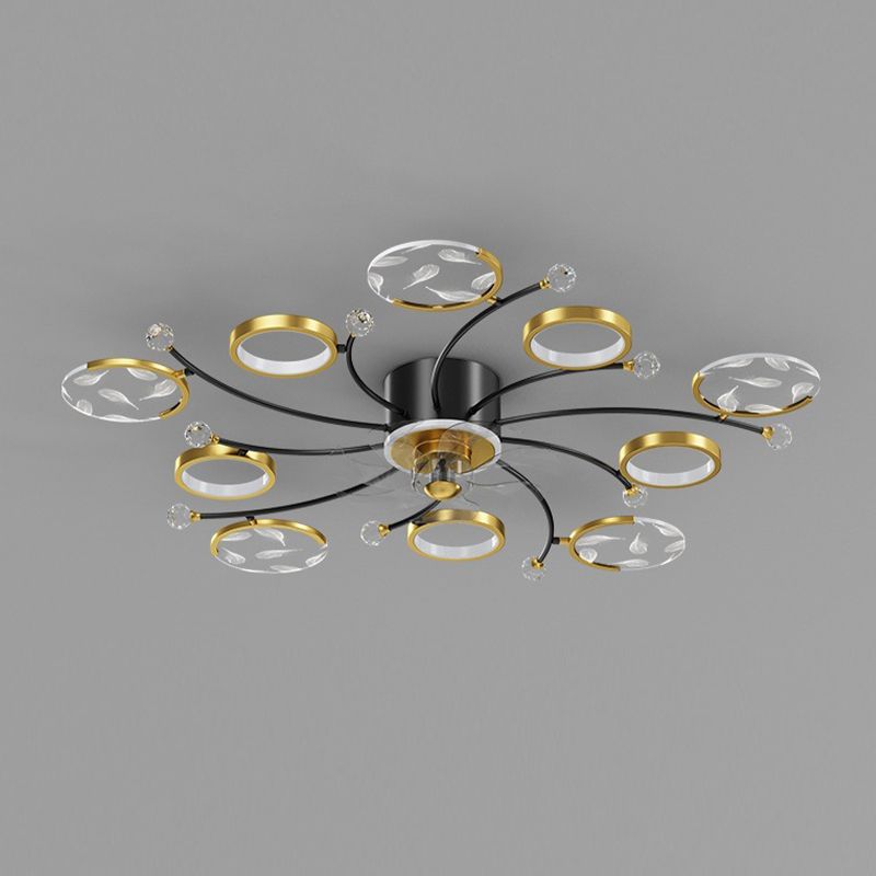 6/8/10-Light Golden Ceiling Fan Lamp LED Ceiling Fan Light for Living Room