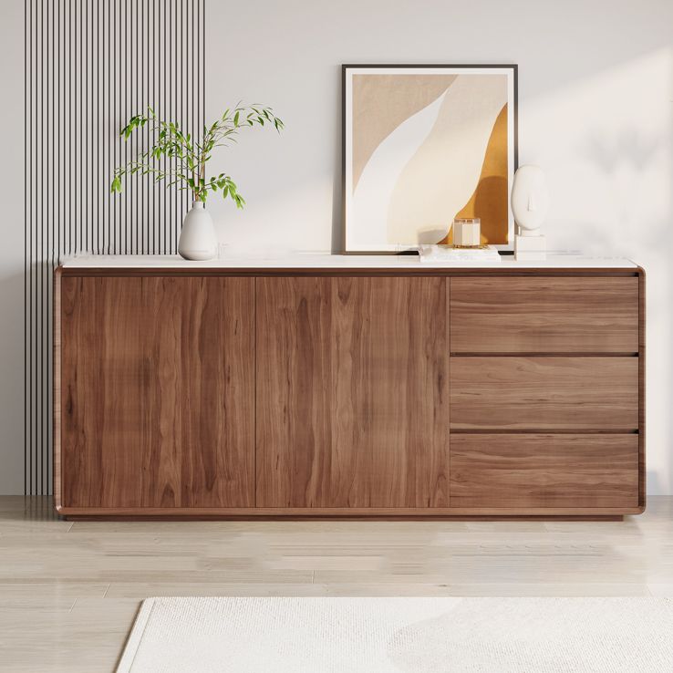 Brown Buffet Sideboard with Drawers Contemporary Dining Server