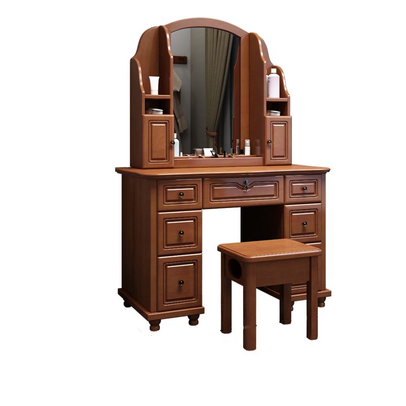 Traditional Solid Wood 60.23" High Vanity Set with Stool and Mirror