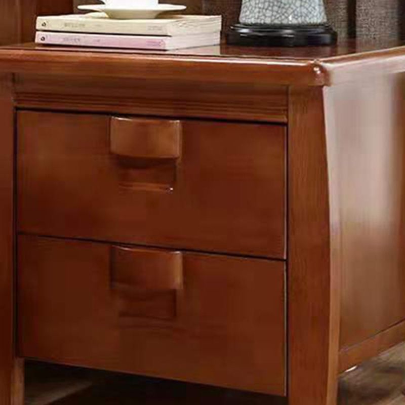 2 Drawers Contemporary Night Table Antique Finish Nightstand